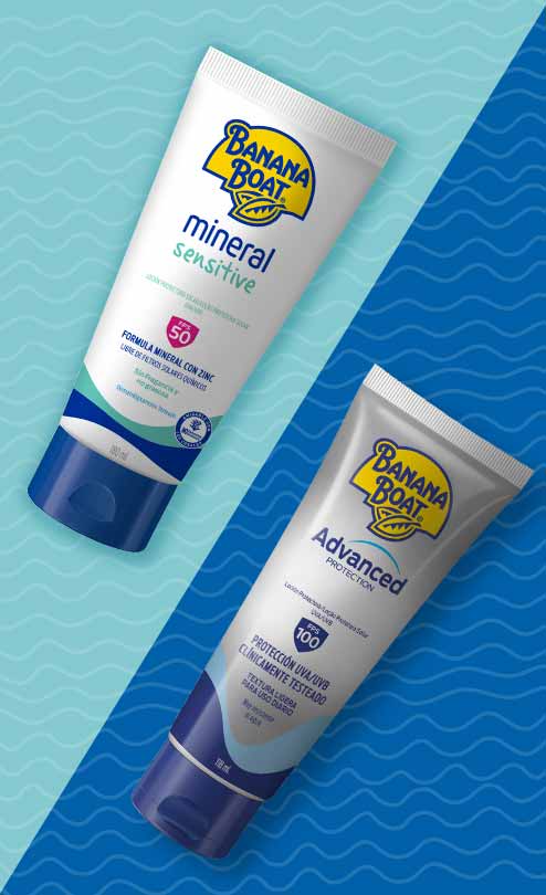 Las líneas Mineral Sensitive y Advanced Protection de Banana Boat garantizan la protección solar que necesitas para realizar deportes y divertirte al aire libre sin inquietudes por el sol.